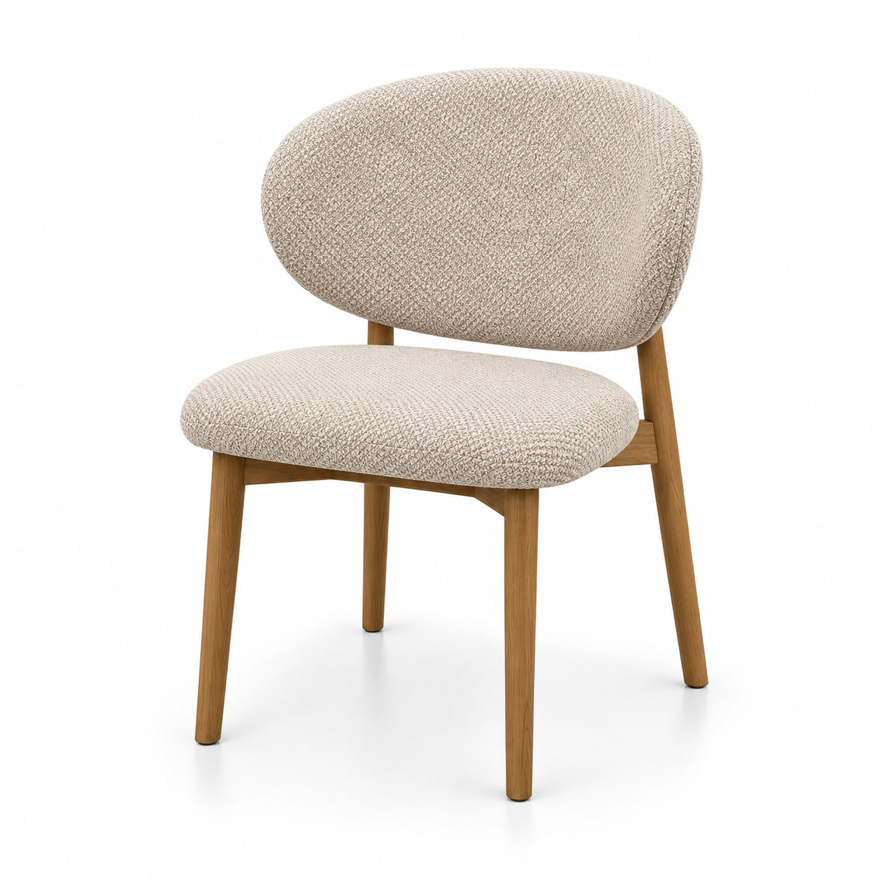 Stuhl BRENDA mit breiter Rückenlehne in Beige meliert, Schrägansicht